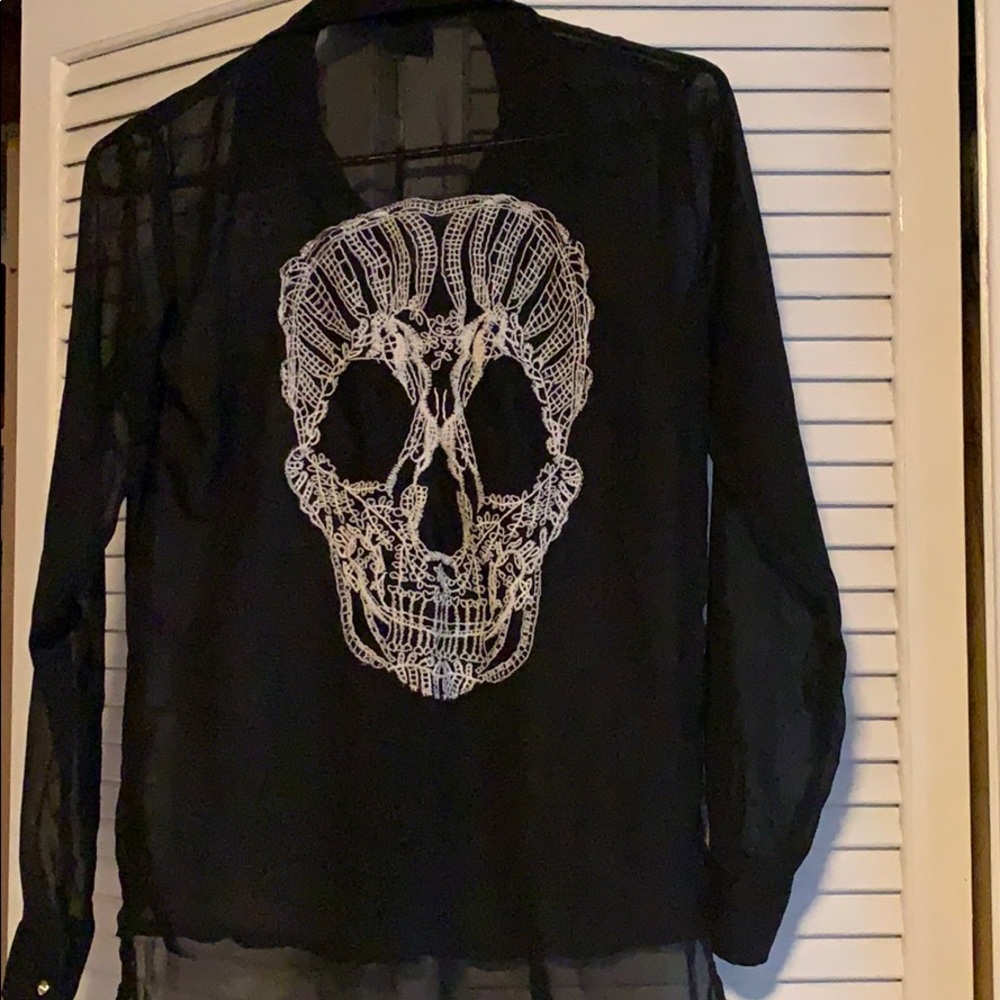 Gold spiked button up with skull detail back!